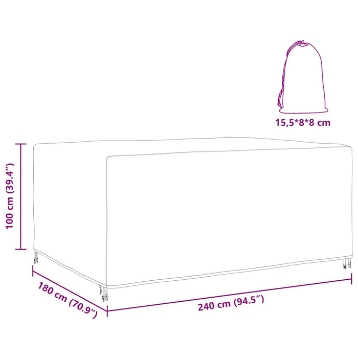 vidaXL Copertura per mobili da esterno Nero 240 x 180 x 100 cm 600D