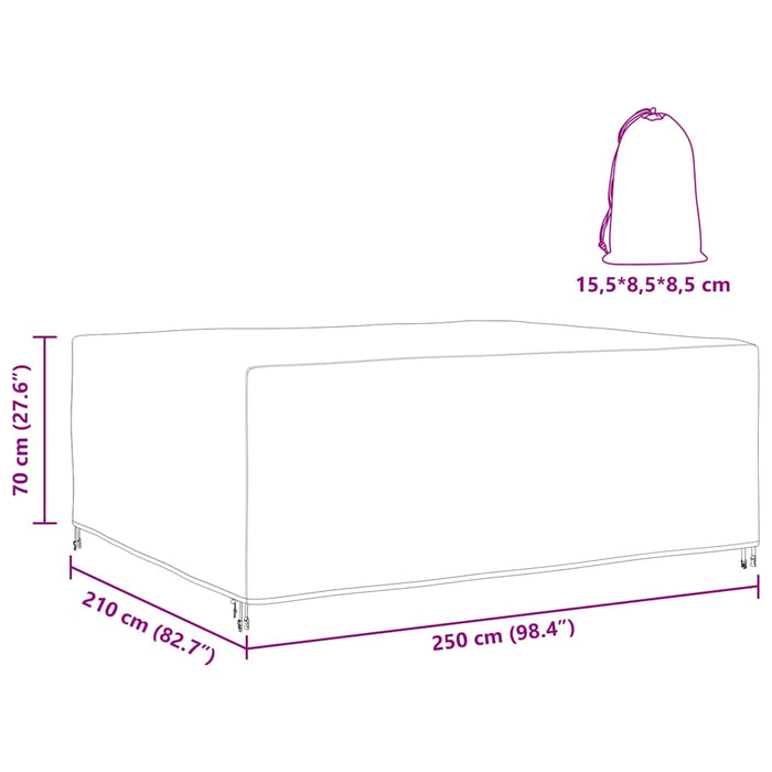 vidaXL Copertura per mobili da esterno Nero 250 x 210 x 70 cm 210D