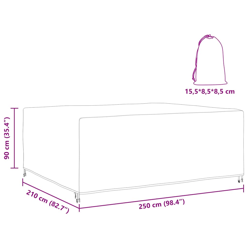 vidaXL Copertura per mobili da esterno Nero 250 x 210 x 90 cm 210D
