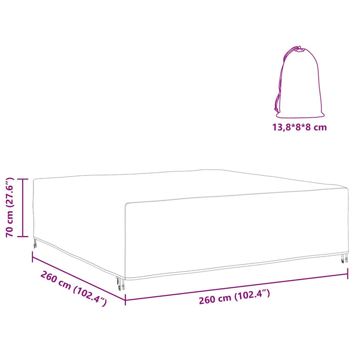 vidaXL Copertura per mobili da esterno Nero 260 x 260 x 70 cm 600D