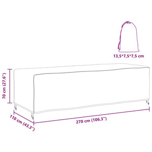 vidaXL Copertura per mobili da esterno Nero 270 x 110 x 70 cm 210D