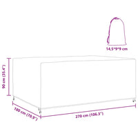 vidaXL Copertura per mobili da esterno Nero 270 x 180 x 90 cm 600D