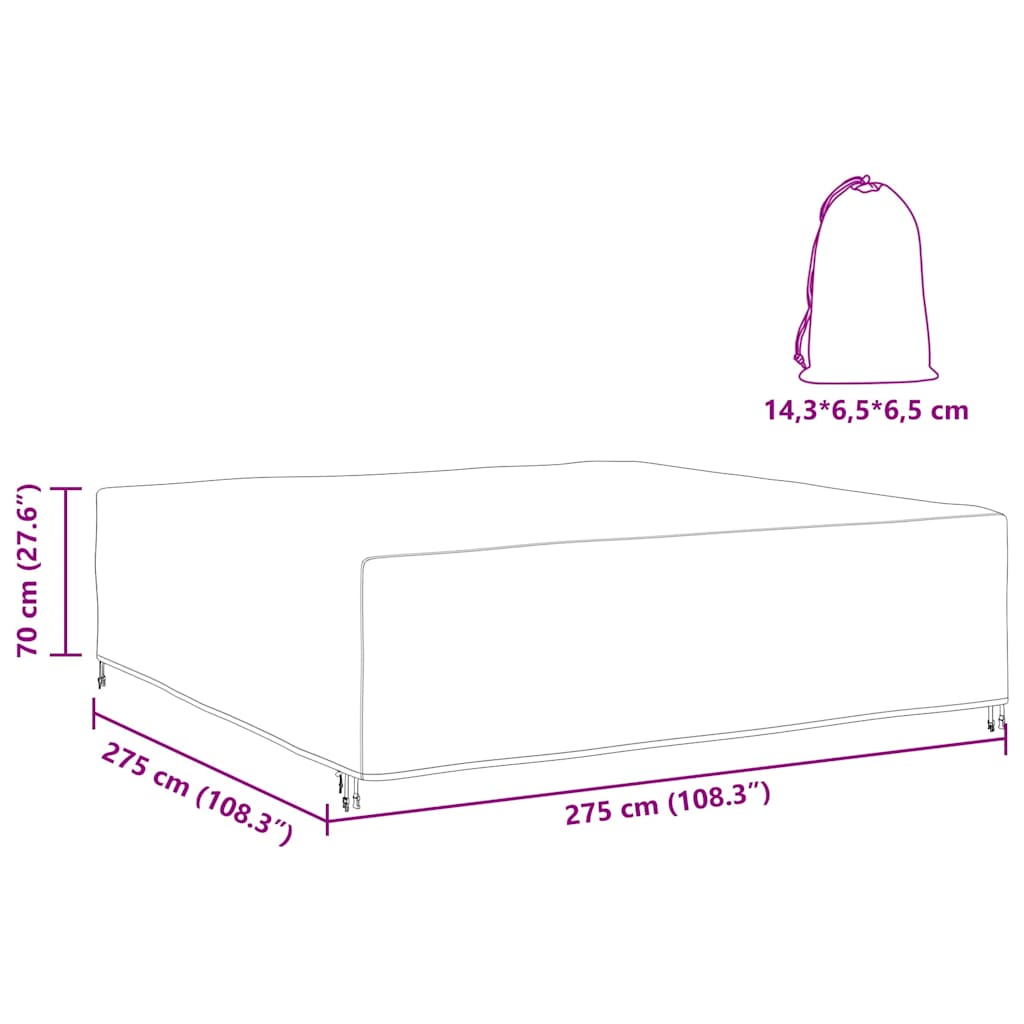 vidaXL Copertura per mobili da esterno Nero 275 x 275 x 70 cm 420D
