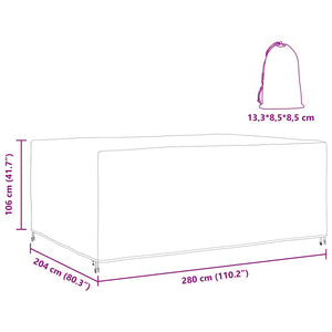 vidaXL Copertura per mobili da esterno Nero 280 x 204 x 106 cm 210D