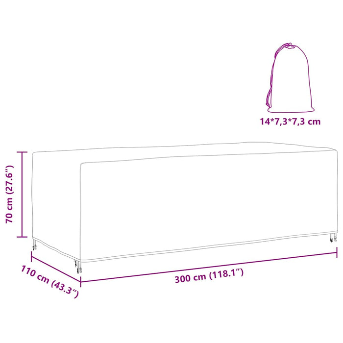 vidaXL Copertura per mobili da esterno Nero 300 x 110 x 70 cm 420D