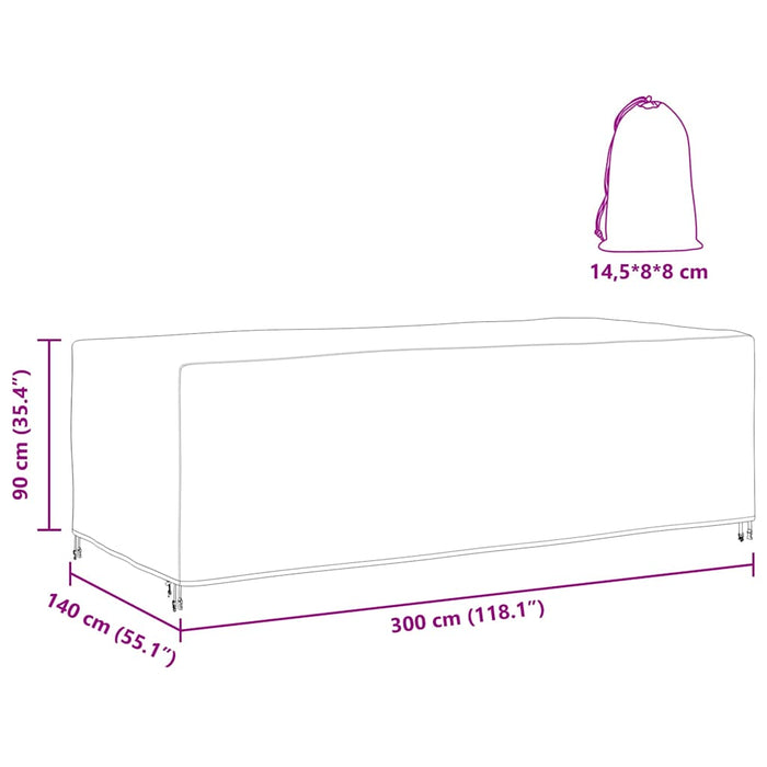 vidaXL Copertura per mobili da esterno Nero 300 x 140 x 90 cm 420D