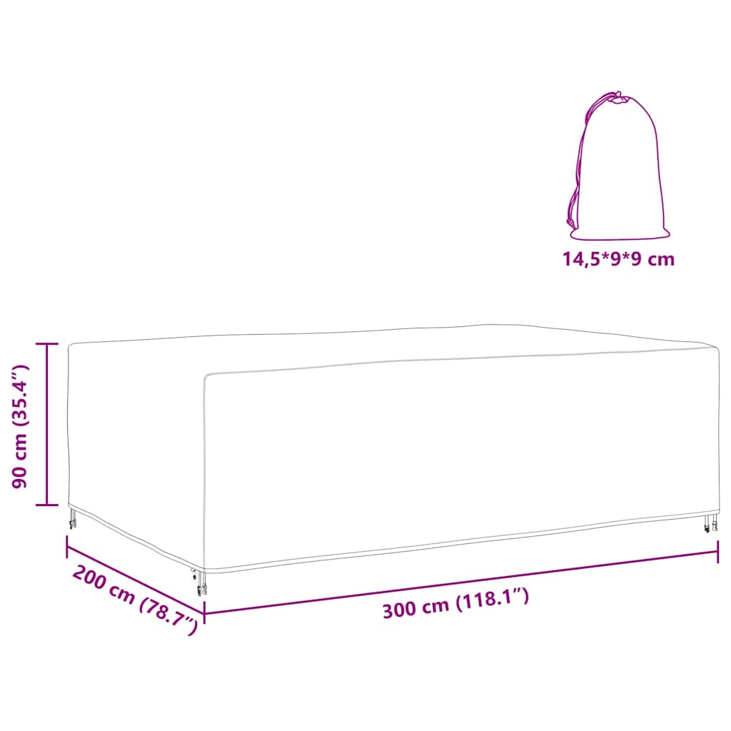 vidaXL Copertura per mobili da esterno Nero 300 x 200 x 90 cm 210D