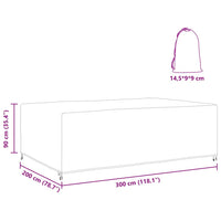 vidaXL Copertura per mobili da esterno Nero 300 x 200 x 90 cm 210D