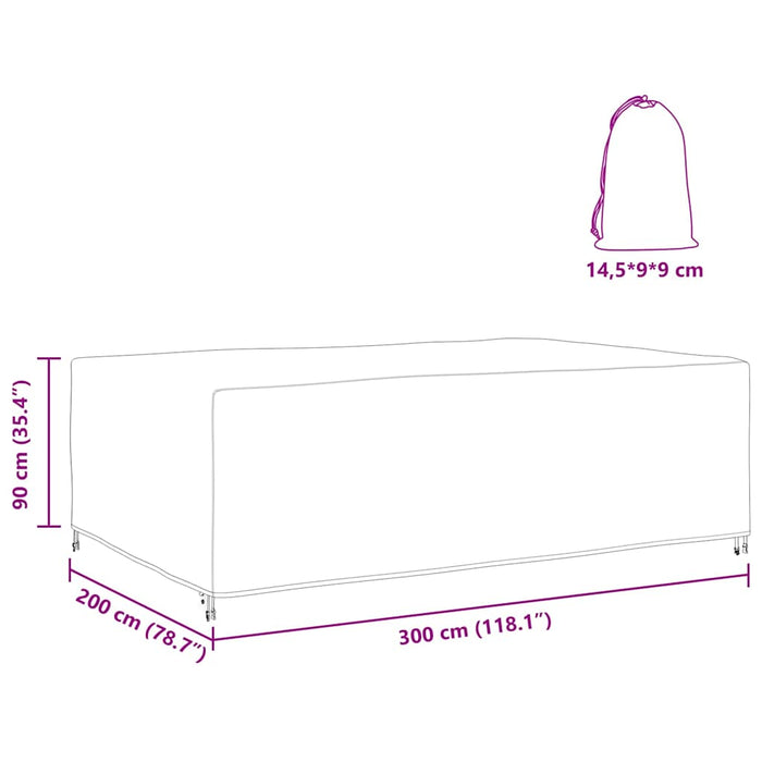 vidaXL Copertura per mobili da esterno Nero 300 x 200 x 90 cm 210D