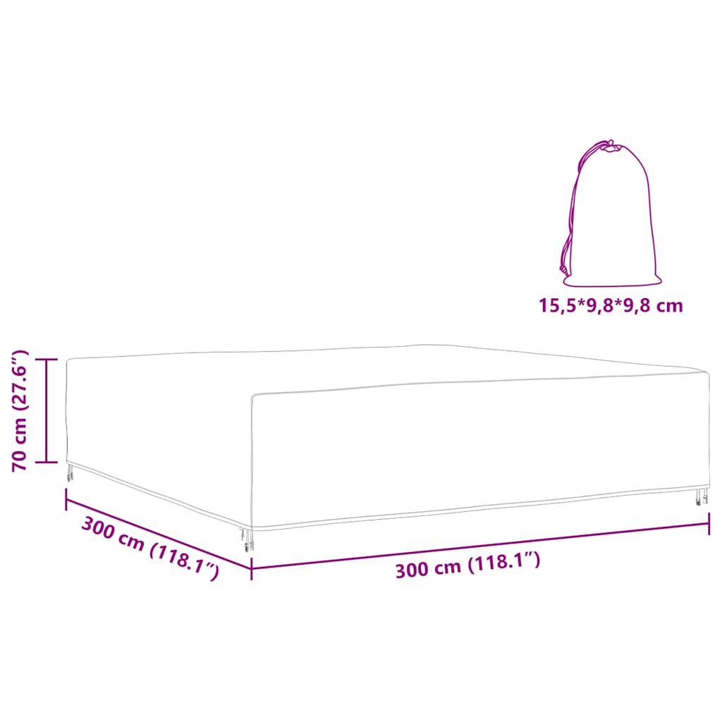 vidaXL Copertura per mobili da esterno Nero 300 x 300 x 70 cm 210D