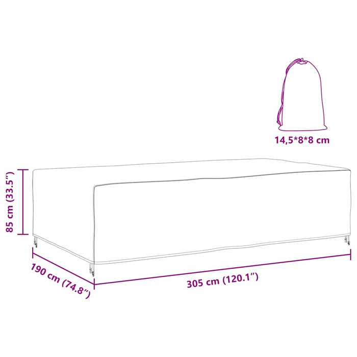 vidaXL Copertura per mobili da esterno Nero 305 x 190 x 85 cm 210D