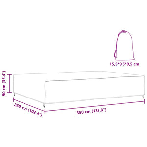 vidaXL Copertura per mobili da esterno Nero 350 x 260 x 90 cm 420D