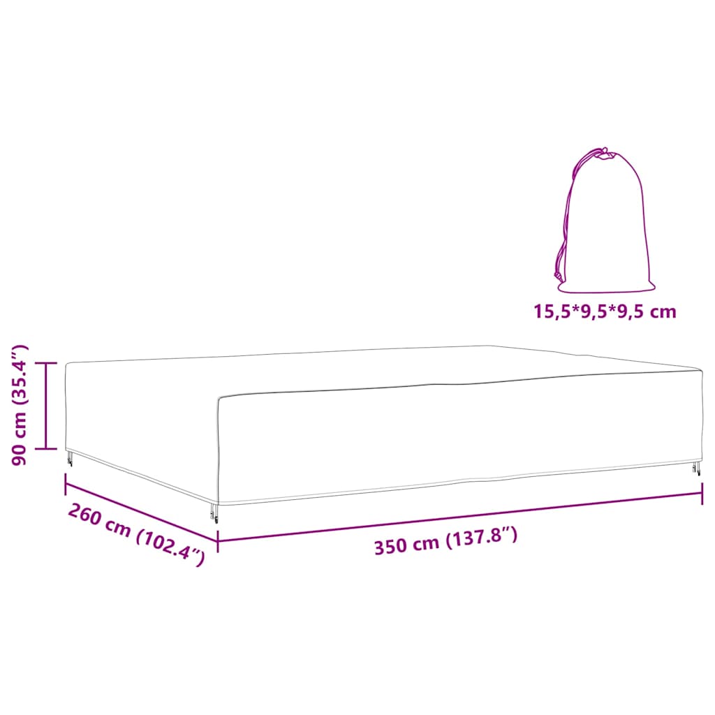 vidaXL Copertura per mobili da esterno Nero 350 x 260 x 90 cm 600D