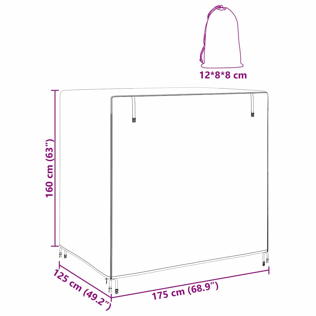 vidaXL Copertura per mobili da esterno 175 x 125 x 160 cm Tessuto 210D