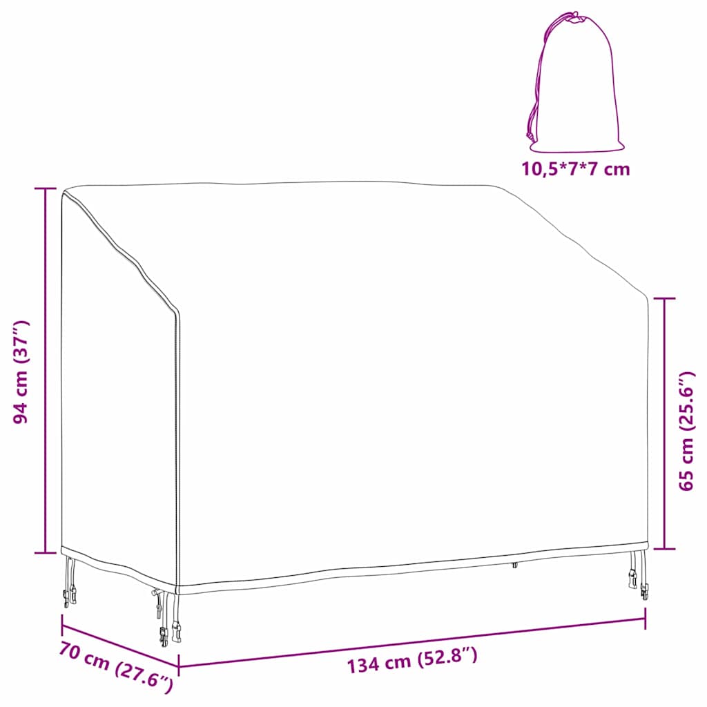 vidaXL Copertura per panchina da giardino 134 x 70 x 65 / 94 cm