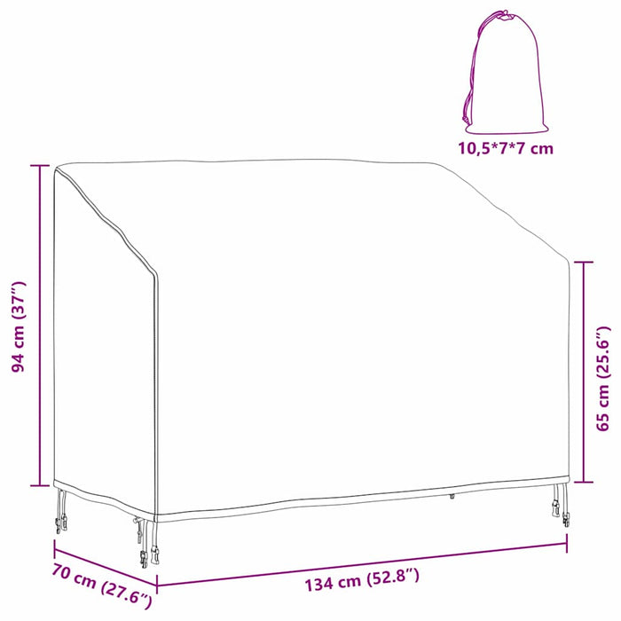 vidaXL Copertura per panchina da giardino 134 x 70 x 65 / 94 cm