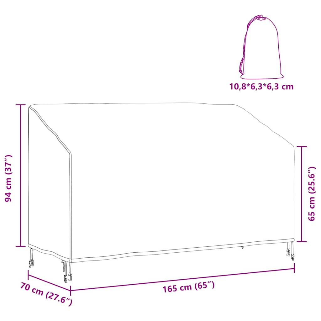 vidaXL Copertura per panchina da giardino 165 x 70 x 65 / 94 cm