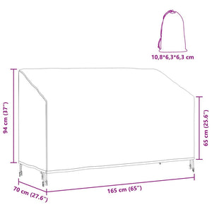 vidaXL Copertura per panchina da giardino 165 x 70 x 65 / 94 cm
