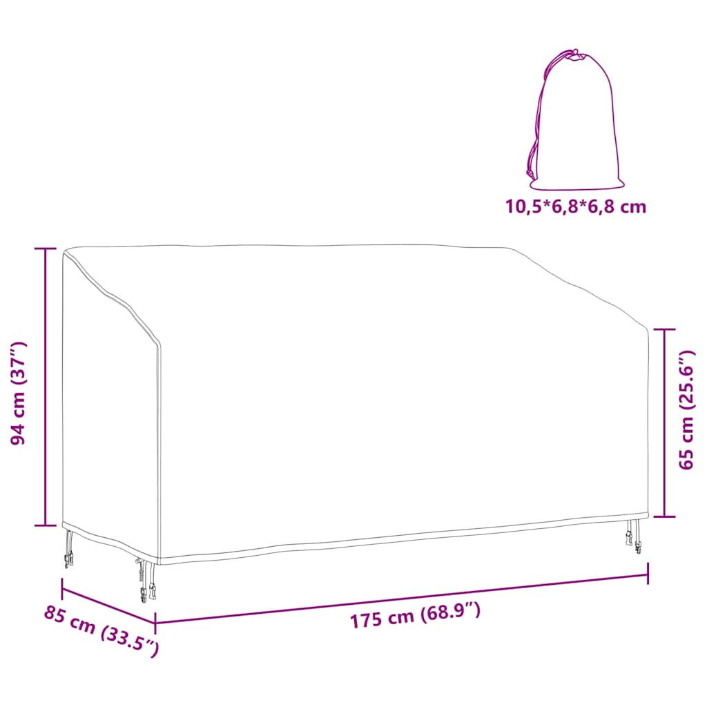 vidaXL Copertura per panchina da giardino 175 x 85 x 65 / 94 cm