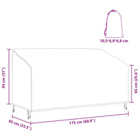 vidaXL Copertura per panchina da giardino 175 x 85 x 65 / 94 cm