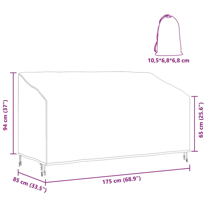 vidaXL Copertura per panchina da giardino 175 x 85 x 65 / 94 cm