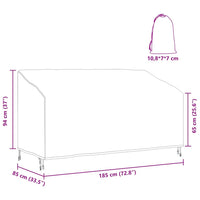 vidaXL Copertura per panchina da giardino 185 x 85 x 65 / 94 cm