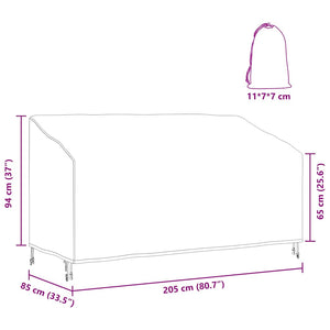 vidaXL Copertura per panchina da giardino 205 x 85 x 65 / 94 cm