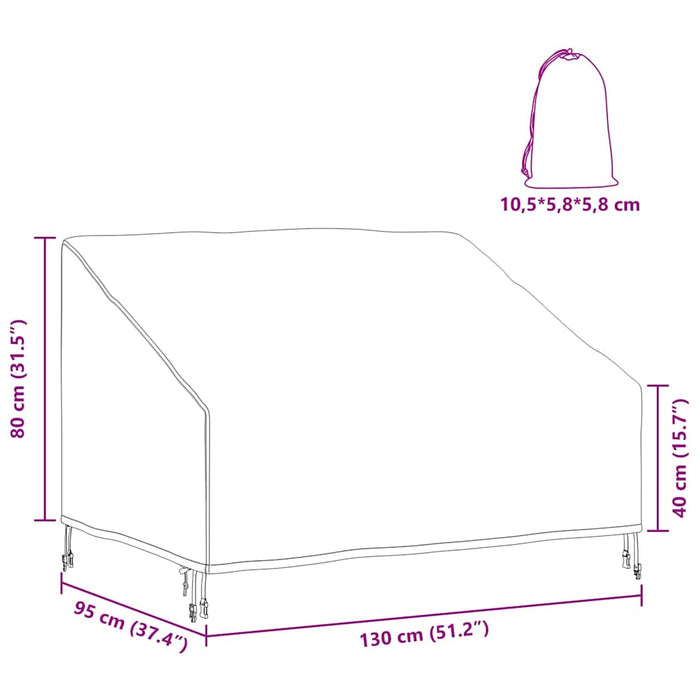 vidaXL Copertura per panchina da giardino 130 x 95 x 40 / 80 cm