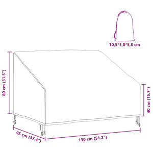 vidaXL Copertura per panchina da giardino 130 x 95 x 40 / 80 cm