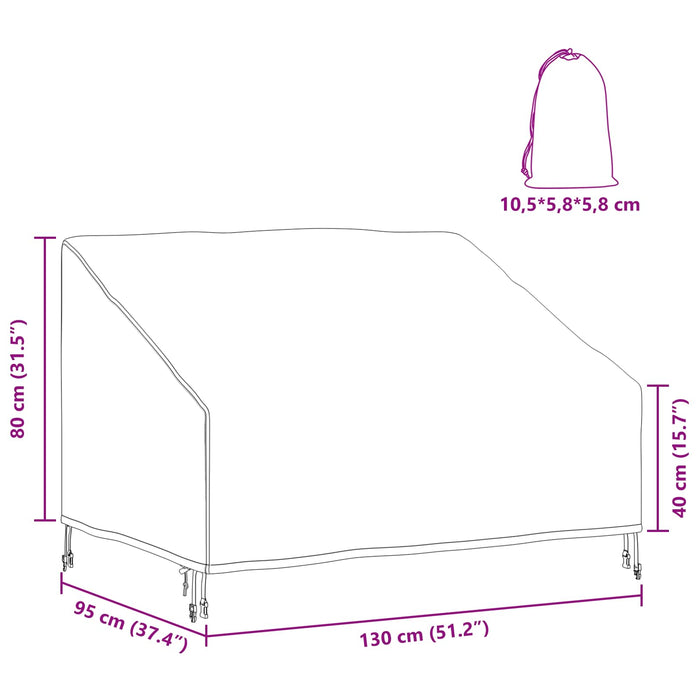 Copertura per panchina da giardino 130 x 95 x 40 / 80 cm 4105962