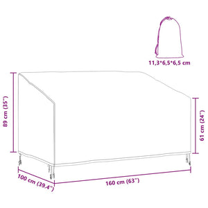 vidaXL Copertura per panchina da giardino 160 x 100 x 61 / 89 cm
