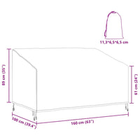 vidaXL Copertura per panchina da giardino 160 x 100 x 61 / 89 cm