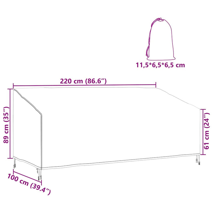 vidaXL Copertura per mobili da esterno 220 x 100 x 89 cm