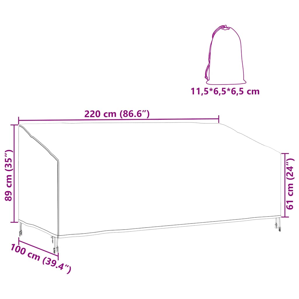 Copertura per panchina da giardino 220 x 100 x 89 cm 4105969