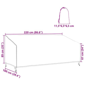 Copertura per panchina da giardino 220 x 100 x 89 cm 4105969