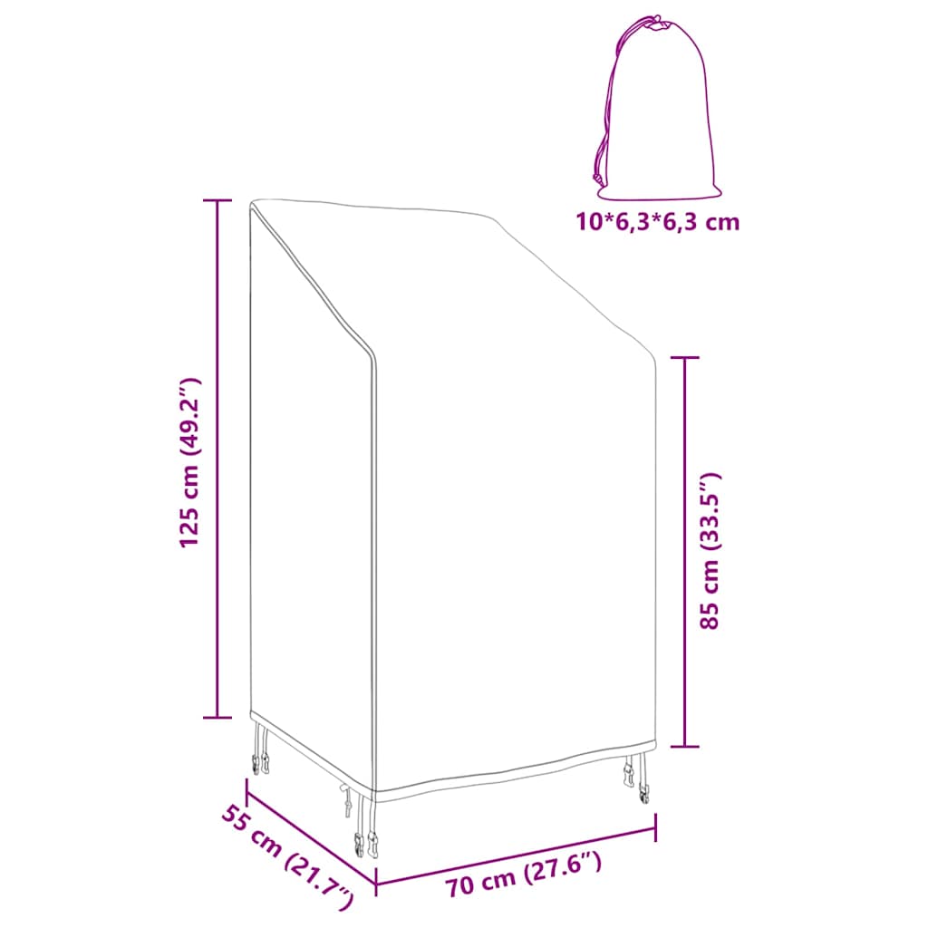 vidaXL Copertura per sedia da giardino 70 x 70 x 85 / 125 cm