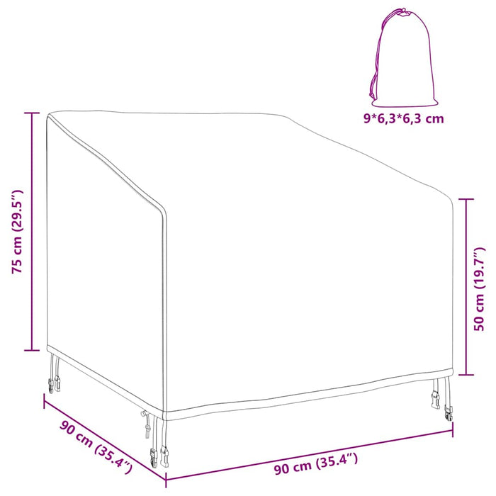 vidaXL Copertura per sedia da giardino 90 x 90 x 50 / 75 cm Tessuto 210D