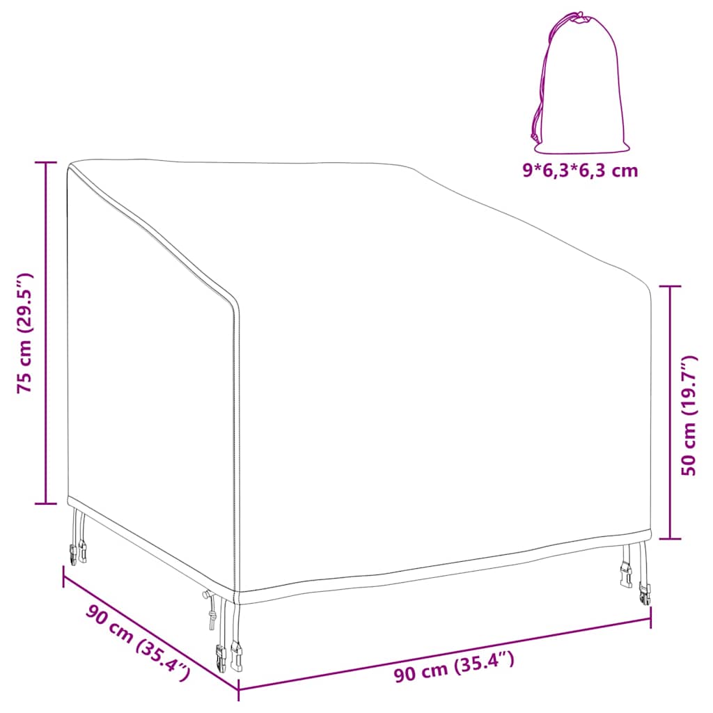 vidaXL Copertura per sedia da giardino 90 x 90 x 50 / 75 cm Tessuto 420D