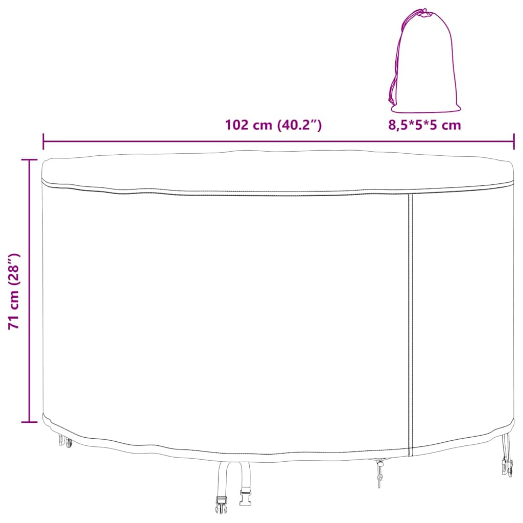 vidaXL Copertura per mobili da esterno 102 x 102 x 71 cm Tessuto 210D