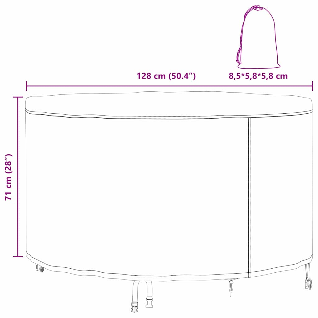 vidaXL Copertura per mobili da esterno 128 x 128 x 71 cm Tessuto 210D