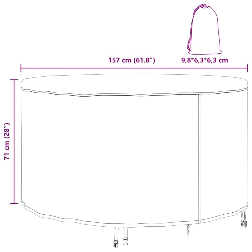 vidaXL Copertura per mobili da esterno 157 x 157 x 71 cm Tessuto 420D