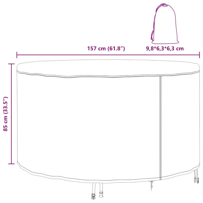 vidaXL Copertura per mobili da esterno 157 x 157 x 85 cm Tessuto 210D