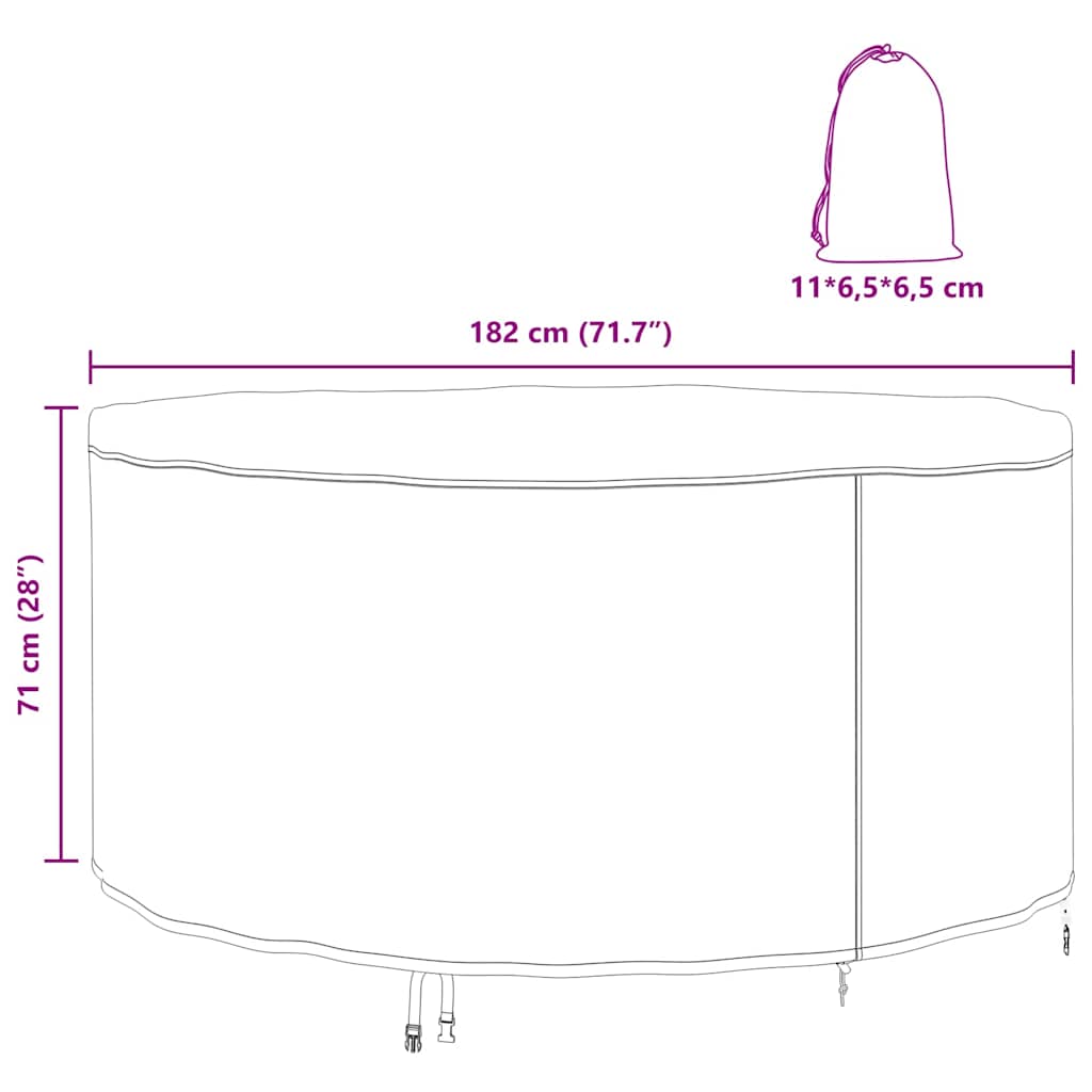vidaXL Copertura per mobili da esterno 182 x 182 x 71 cm Tessuto 210D