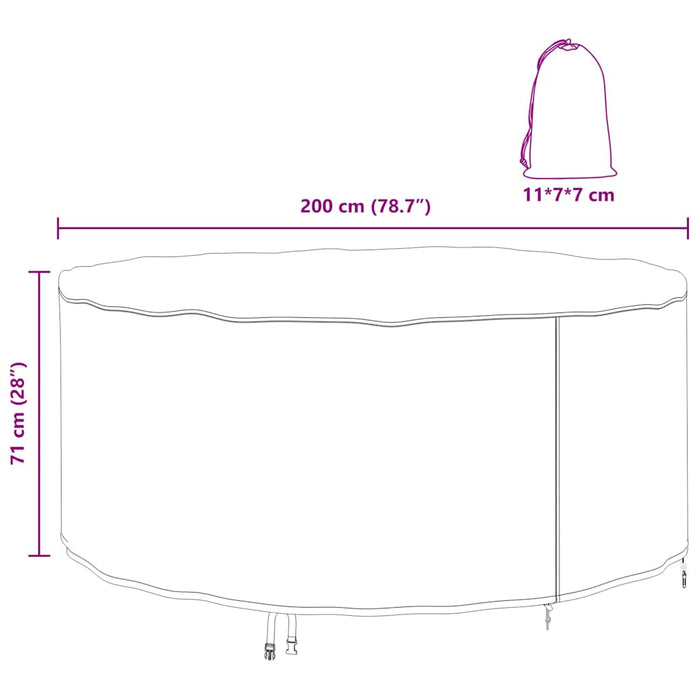 vidaXL Copertura per mobili da esterno 200 x 200 x 71 cm Tessuto 600D
