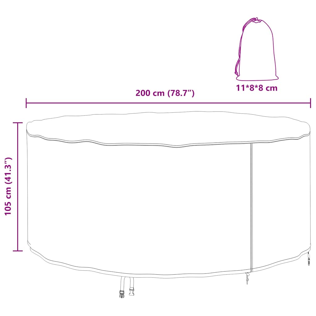 vidaXL Copertura per mobili da esterno 200 x 200 x 105 cm Tessuto 210D