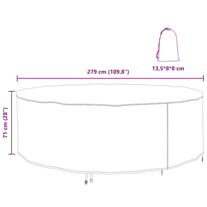 vidaXL Copertura per mobili da esterno 279 x 279 x 71 cm Tessuto 210D