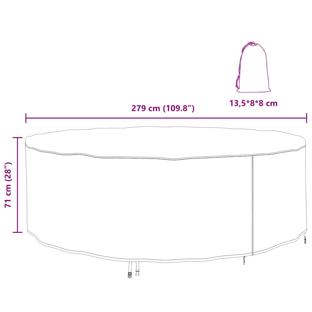 vidaXL Copertura per mobili da esterno 279 x 279 x 71 cm Tessuto 600D