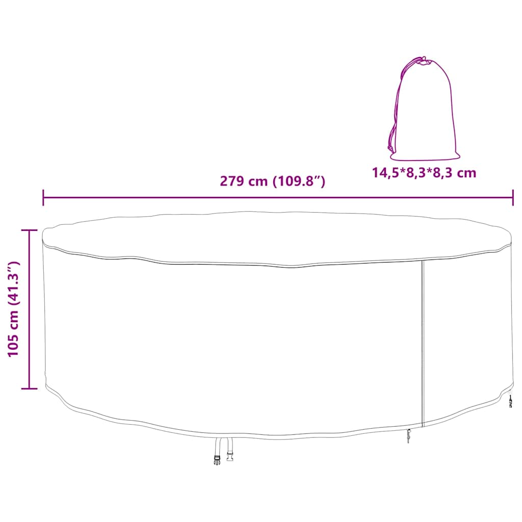 vidaXL Copertura per mobili da esterno 279 x 279 x 105 cm Tessuto 420D