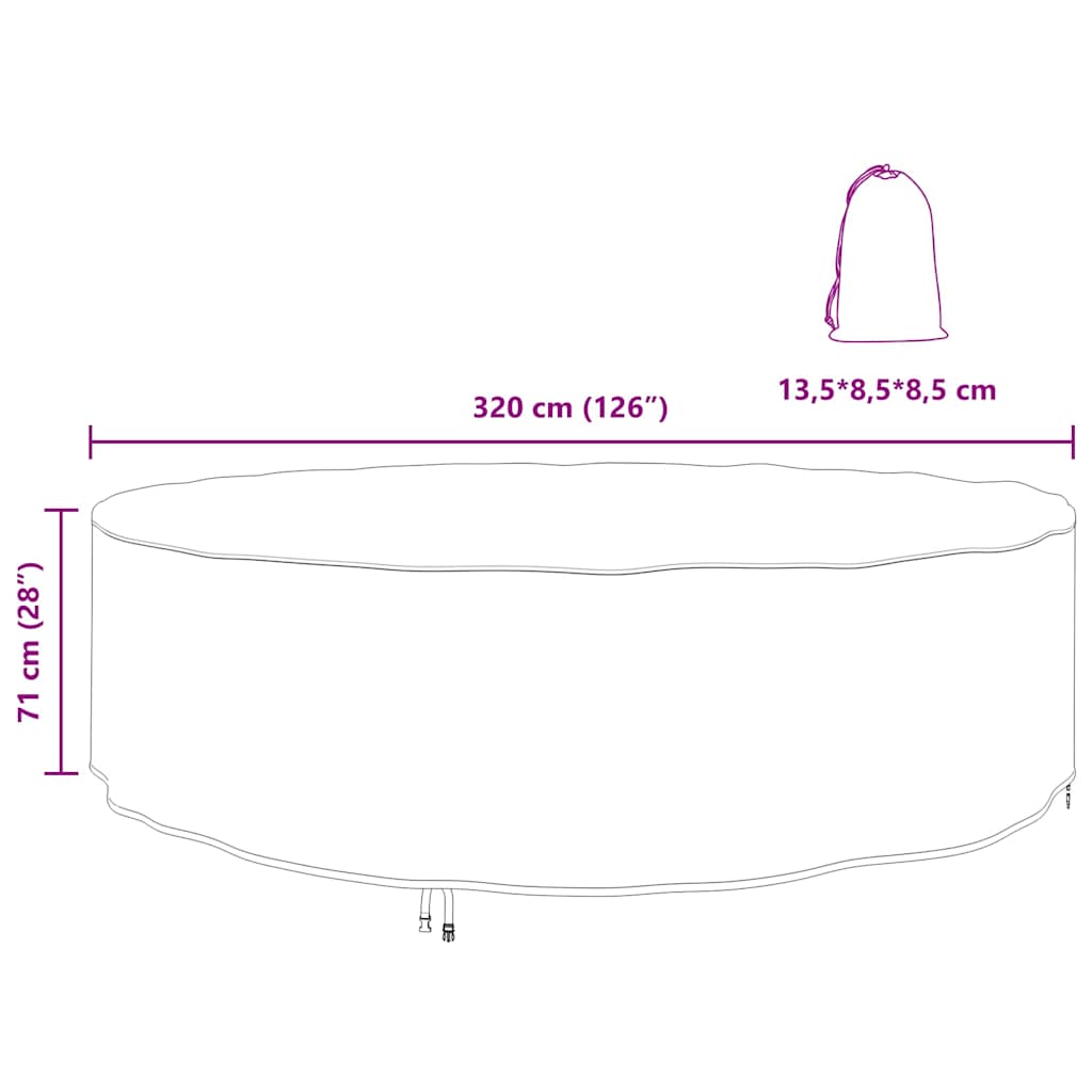 vidaXL Copertura per mobili da esterno 320 x 320 x 71 cm Tessuto 210D