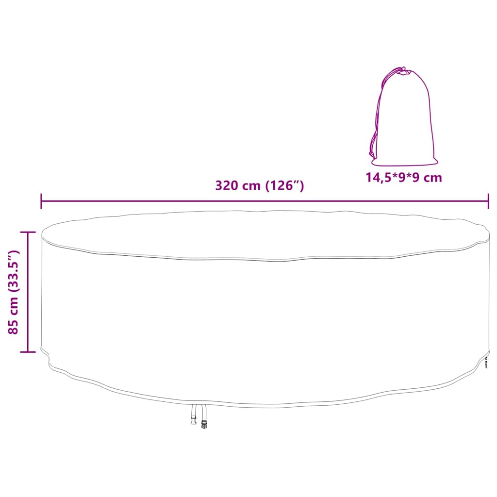 vidaXL Copertura per mobili da esterno 320 x 320 x 85 cm Tessuto 420D
